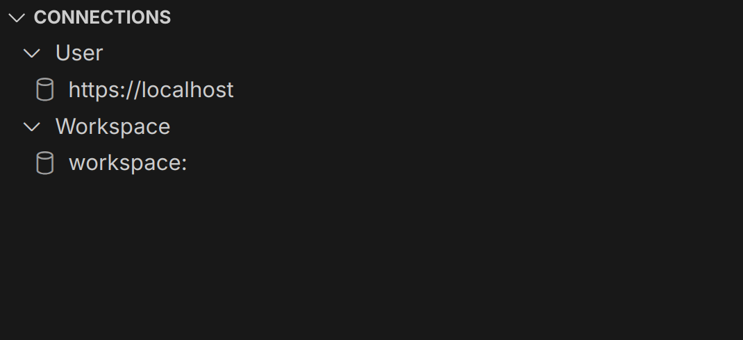Screenshot of the Connections Tree in Visual Studio Code