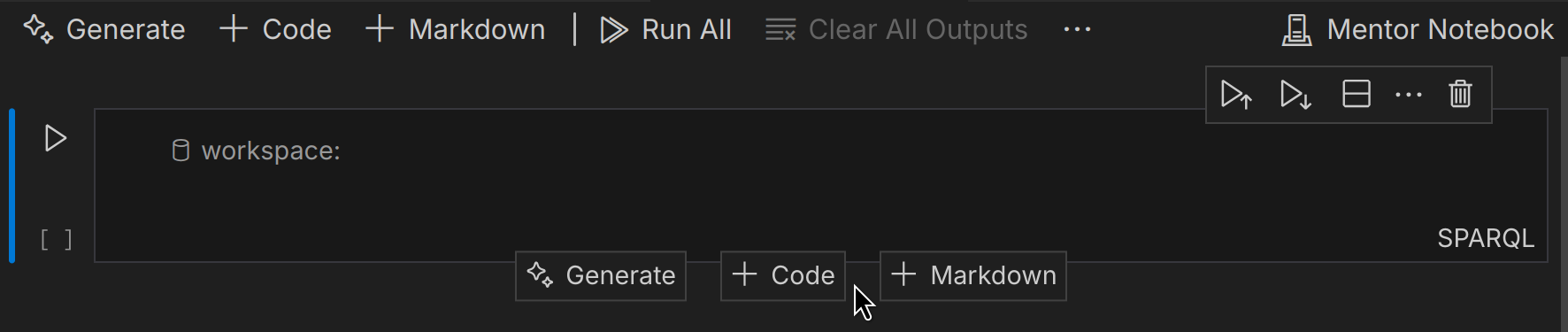 Screenshot of a new Mentor Notebook