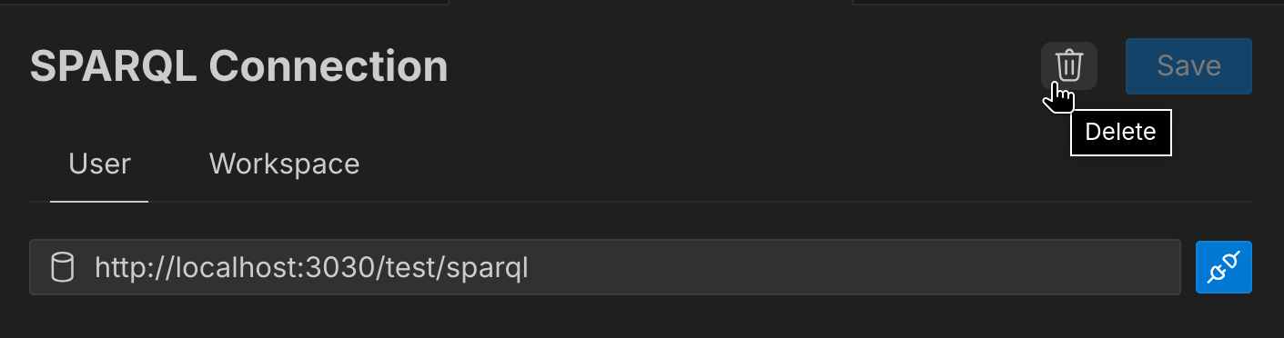 Deleting a SPARQL connection using delete icon