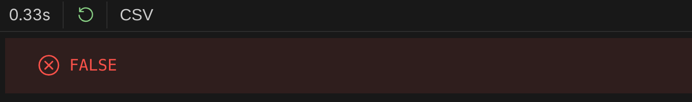 Screenshot of a SPARQL Ask query result showing false