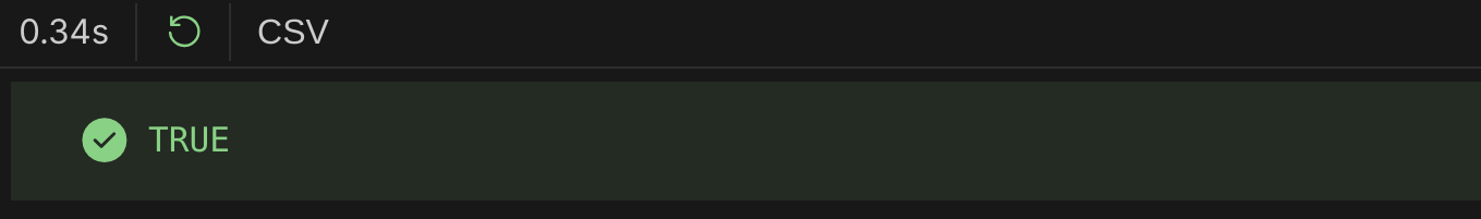 Screenshot of a SPARQL Ask query result showing true