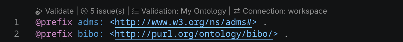 SHACL validation code lenses in the editor