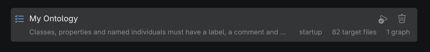 Hovering over a validation profile item