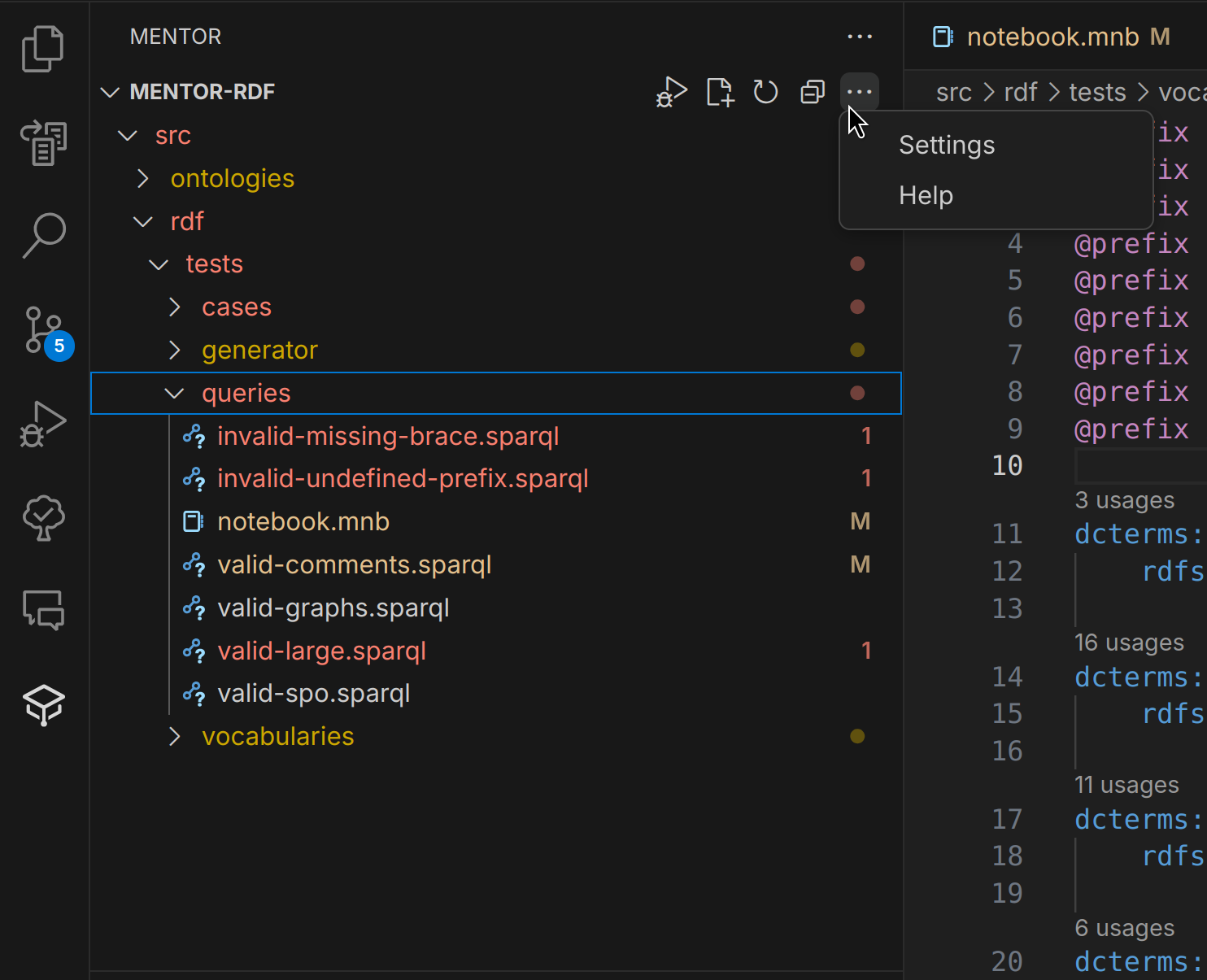 Screenshot of the Workspace Tree in Visual Studio Code